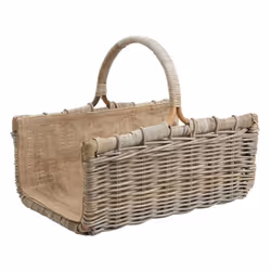 Ce panier à bûches en osier et toile de jute de 50 cm est idéal pour transporter vos bûches jusqu'à votre cheminée ou pour le ...