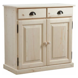 Buffet en bois brut 2 portes 2 tiroirs