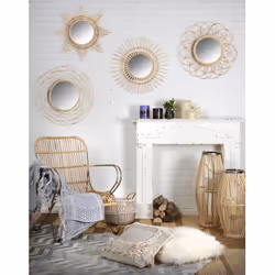 Aubry Gaspard - Miroir en rotin Fleur - Naturel