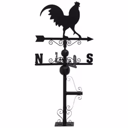 Aubry Gaspard - Girouette coq en fer forgé avec arabesques - Noir