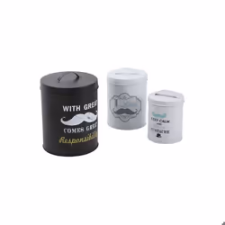 Boite ronde de rangement Moustache (Lot de 3)