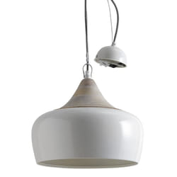 Aubry Gaspard - Lampe suspension en métal laqué et bois - Ivoire
