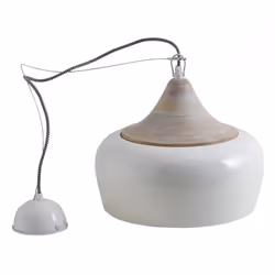 Aubry Gaspard - Lampe suspension en métal laqué et bois - Ivoire