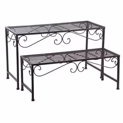 Aubry Gaspard - Sellettes porte-plantes en métal vieilli (Lot de 2)