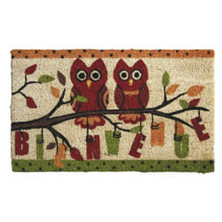Aubry Gaspard - Paillasson en coco avec inscriptions 75 x 45 cm Hiboux bienvenue