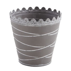 Aubry Gaspard - Cache-pot à rayures en métal laqué - Gris taupe