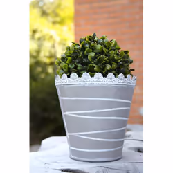 Aubry Gaspard - Cache-pot à rayures en métal laqué - Gris taupe