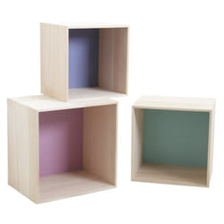 Niches murales carrées colorées (Lot de 3)