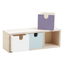 Aubry Gaspard - Petit rangement tiroirs colorés 3 tiroirs - Blanc