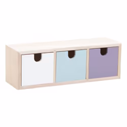 Aubry Gaspard - Petit rangement tiroirs colorés 3 tiroirs - Blanc