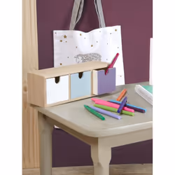Aubry Gaspard - Petit rangement tiroirs colorés 3 tiroirs - Blanc