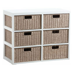 Petit meuble tiroirs en bois et papier cordé 6 tiroirs