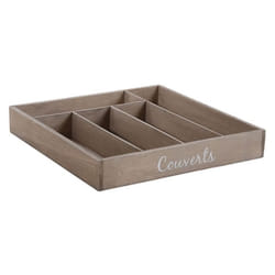 Range-couverts 5 cases en bois teinté