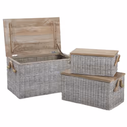 Aubry Gaspard KMA 197 S set of 3, Boîte de rangement, Carré, Rotin, Monochromatique, Intérieure, 490 mm
