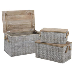 Aubry Gaspard KMA 197 S set of 3 Boîte de rangement Carré Rotin