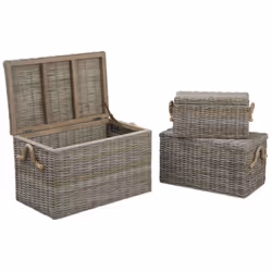 Aubry Gaspard KMA 198 S set of 3, Boîte de rangement, Carré, Rotin, Monochromatique, Intérieure, 490 mm