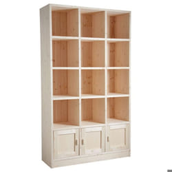 Etagère 12 cases 3 portes en épicéa brut - AUBRY GASPARD - NET 2190 - Bois - Marron - 118x40x205 cm