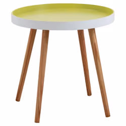 Aspect Coloris Vert anis Blanc Matériau principal Bois Matériaux secondaires MDF laqué Dimensions Diamètre (en cm) 50,00 Haut ...