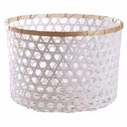 Aubry Gaspard - Corbeille de rangement en bambou ajourée (Lot de 2) - Blanc