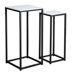 Aubry Gaspard - Sellettes carrées en bois et métal (Lot de 2) - Blanc