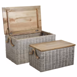 Aubry Gaspard KMA 200 S set of 2, Boîte de rangement, Carré, Rotin, Monochromatique, Intérieure, 630 mm