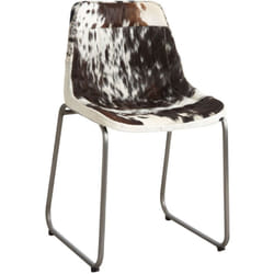 Chaise en métal et peau de vache naturelle