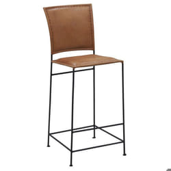 Tabouret de bar en cuir et métal - Marron - Métal - Cuir