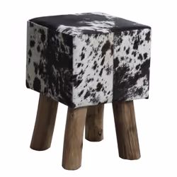 Tabouret carré en peau de vache