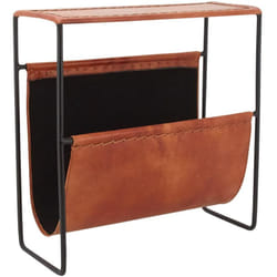 Porte-revues en métal et cuir de chèvre