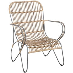Fauteuil en métal et rotin naturel