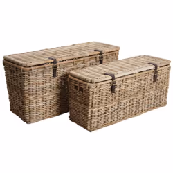 Coffres bouts de lit en poelet gris (Lot de 2)