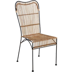 Chaise en rotin naturel et métal noir