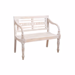 Banc de jardin en bois blanc patiné