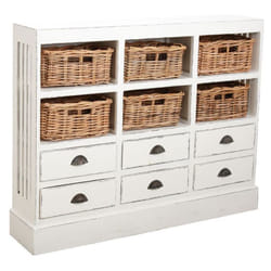 Commode en bois blanc antique et poelet
