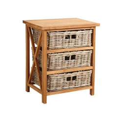 Commode - Teck - 3 tiroirs - Poelet gris