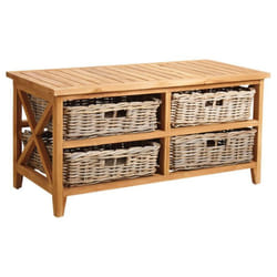 Table basse en teck avec 4 tiroirs