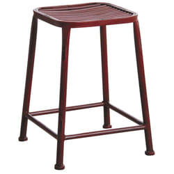 Aubry Gaspard - Tabouret carré en métal gris - Rouge