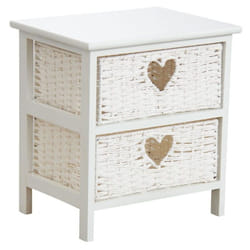 Commode blanche 2 tiroirs avec coeurs
