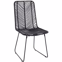 Aspect Matériau principal rotin laqué noir Matériaux secondaires métal noir Dimensions Hauteur (en cm) 90 Hauteur de l'assise ...