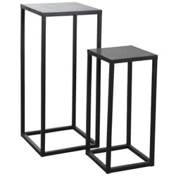 Aubry Gaspard - Sellettes en métal et pierre (Lot de 2) - Noir (plateau et structure)