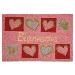 Paillasson coco teintée 60 x 40 cm Coeurs bienvenue