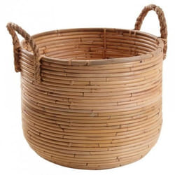 Cache-pot - AUBRY GASPARD - Diamètre 35 cm - Poelet et corde - Marron