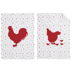 Aubry Gaspard - Torchon de cuisine en coton (Lot de 2) Poule et coq rouge - Rouge