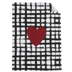 Aubry Gaspard - Torchon de cuisine en coton (Lot de 2) Coeur noir blanc rouge - Noir