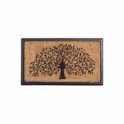 Paillasson Coco/Latex Motif Arbre - Aubry-Gaspard - Rectangulaire - Beige - Noir - Fibres naturelles