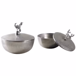 Aubry Gaspard VBT 295 S set of 2, Boîte de rangement, Rond, Aluminium, Monochromatique, Intérieure, 12,5 cm