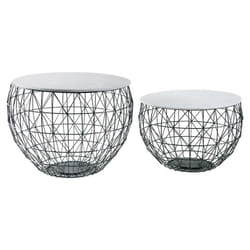 Aubry Gaspard - Tables basses en métal et marbre (Lot de 2)