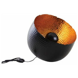 Aubry Gaspard - Lampe ronde à poser en métal noir avec intérieur doré Diamètre 36cm