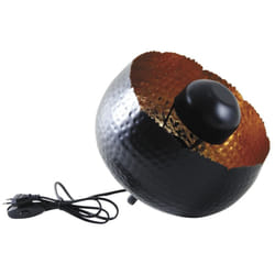 Aubry Gaspard - Lampe ronde à poser en métal noir avec intérieur doré Diamètre 28cm