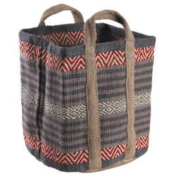 Aubry Gaspard - Corbeille en toile de jute épaisse Afriqua - Taupe et rouge